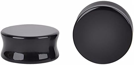 1 Pair Natural Obsidian Stone Double Flared Flesh Tunnels Ear Plugs