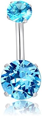 14G Belly Button Rings Surgical Stainless Steel Round Cubic Zirconia Navel