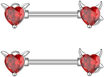 14G Dainty CZ Love Heart Nipple Rings Tongue Ring Surgical Steel