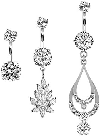 14G Surgical Steel Dangle Belly Button Rings