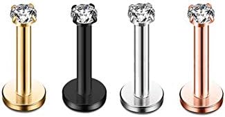 16G Clear CZ Labret Monroe Lip Ring Tragus Nail Helix Earring