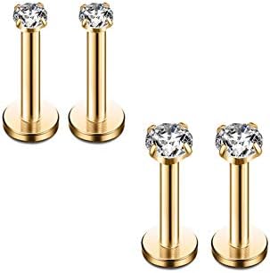 16G Clear CZ Labret Monroe Lip Ring Tragus Nail Helix Earring