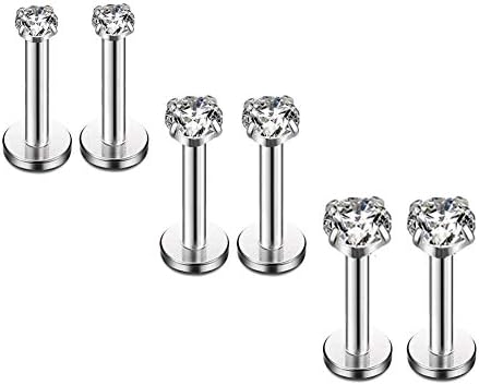 16G Diamond CZ Lip Rings Labret Monroe Nose Tragus Helix Ear