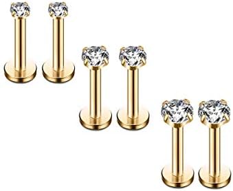 16G Diamond CZ Lip Rings Labret Monroe Nose Tragus Helix Ear