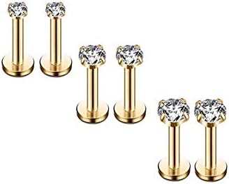 16G Diamond CZ Lip Rings Labret Monroe Nose Tragus Helix Ear