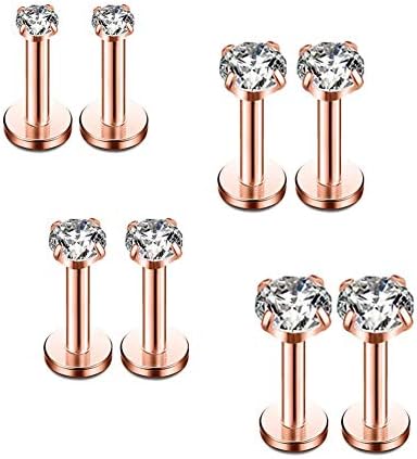 16G Diamond CZ Lip Rings Labret Monroe Nose Tragus Helix Ear