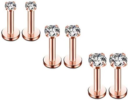 16G Diamond CZ Lip Rings Labret Monroe Nose Tragus Helix Ear