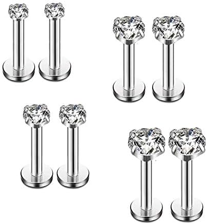 16G Diamond CZ Lip Rings Labret Monroe Nose Tragus Helix Ear