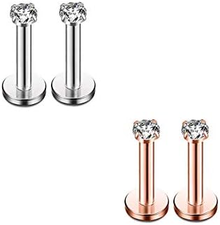 16G Diamond CZ Lip Rings Labret Monroe Nose Tragus Helix Ear
