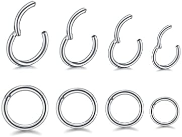 16G Hypoallergenic Nose Rings 316L Surgical Steel Piercing Jewelry Hinged Segment