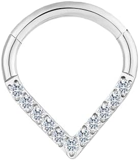 16G Nose Hoop Ring Septum Ring Clear CZ Daith Earring Surgical