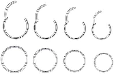 4Pairs 18G Surgical Steel Hinged Clicker Segment Nose Rings Hoop Helix