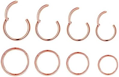 4Pairs 18G Surgical Steel Hinged Clicker Segment Nose Rings Hoop Helix