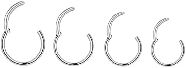 4Pcs 18G Surgical Steel Hinged Clicker Segment Nose Rings Hoop Helix
