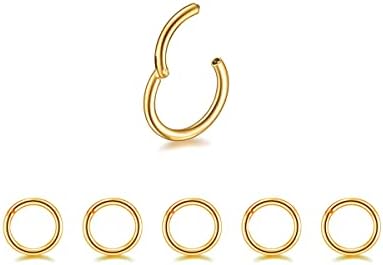 5Pcs 16G 18G Surgical Steel Nose Rings Hoop Tragus Septum Cartilage