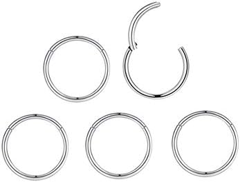 5Pcs 16G 18G Surgical Steel Nose Rings Hoop Tragus Septum Cartilage