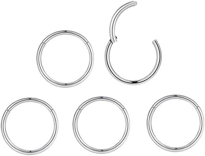 5Pcs 16G 18G Surgical Steel Nose Rings Hoop Tragus Septum Cartilage