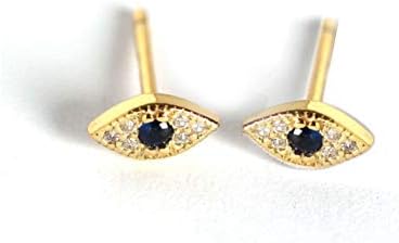 925 Sterling Silver Cute Tiny Small Evil Eye Blue Crystal CZ
