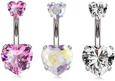 Belly Button Rings Navel Rings Surgical Steel 14g CZ Cute Heart
