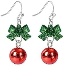 Christmas Drop Dangle earrings Ribbon BowKnot Red Green Ball Jingle Bell