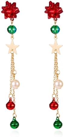 Christmas Earrings for Women Holiday Jingle Bell Bow Tree Snowflake Stars