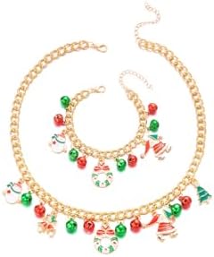 Christmas Snowflake Snowman Christmas Stree Flower wreath Necklace Bracelet Pendent Jewelry
