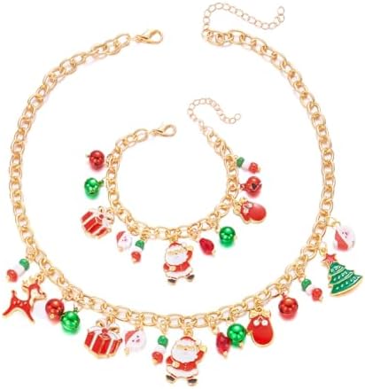 Christmas Snowflake Snowman Christmas Stree Flower wreath Necklace Bracelet Pendent Jewelry