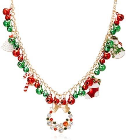 Christmas Snowman Snowflake Christmas Tree Drop Pendant Necklace Cute Festive
