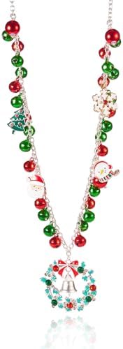 Christmas Snowman Snowflake Christmas Tree Drop Pendant Necklace Cute Festive
