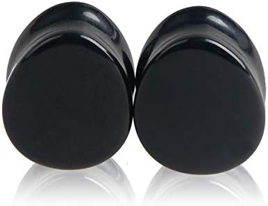 Ear Gauges Plug Tunnels Black Obsidian Natural Stone Teardrop Expanders Stretcher