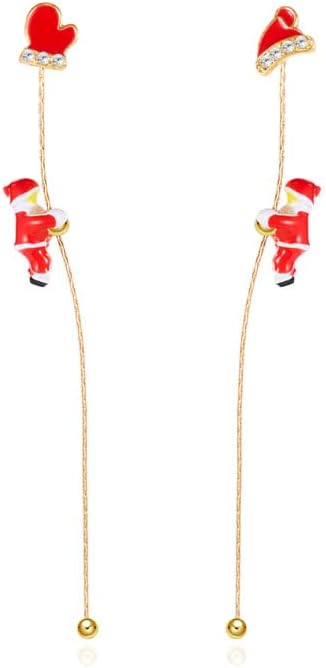 Gold Plated Snowman Santa Claus Sock Christmas Tree Hat Threader Tassel