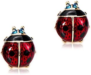 Hypoallergenic Christmas Stud Earrings18K Rose Gold Plated Red Ladybug Little Animal