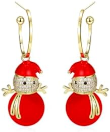Hypoallergenic Cute Snowman Dangle Drop Stud Earrings Sterling Silver Cubic Zirconia