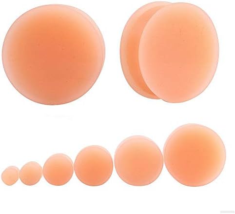 Pair of Peach/Flesh Skin Tone Silicone Double Flared Plugs Hiding Hide