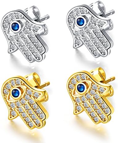 Yellow Gold/White Gold Plated Evil Eye and Hamsa Hand of Fatima
