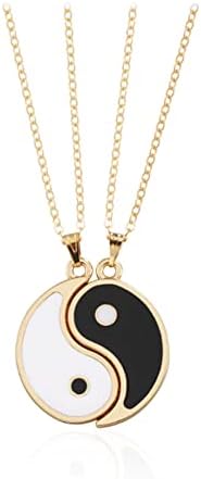 Yin Yang Puzzle Couple Pendant Chains Necklaces Stainless Steel for Womens